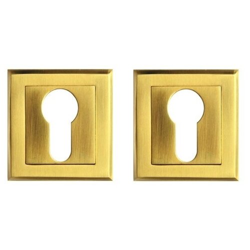 Накладка дверная под цилиндр на квадратном основании Оберег ZR09 Матовое золото/золото, комплект клипса для шторы на леске шарм цвет матовое золото 2 шт