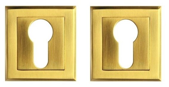Накладка дверная под цилиндр на квадратном основании Оберег ZR09 Матовое золото/золото комплект
