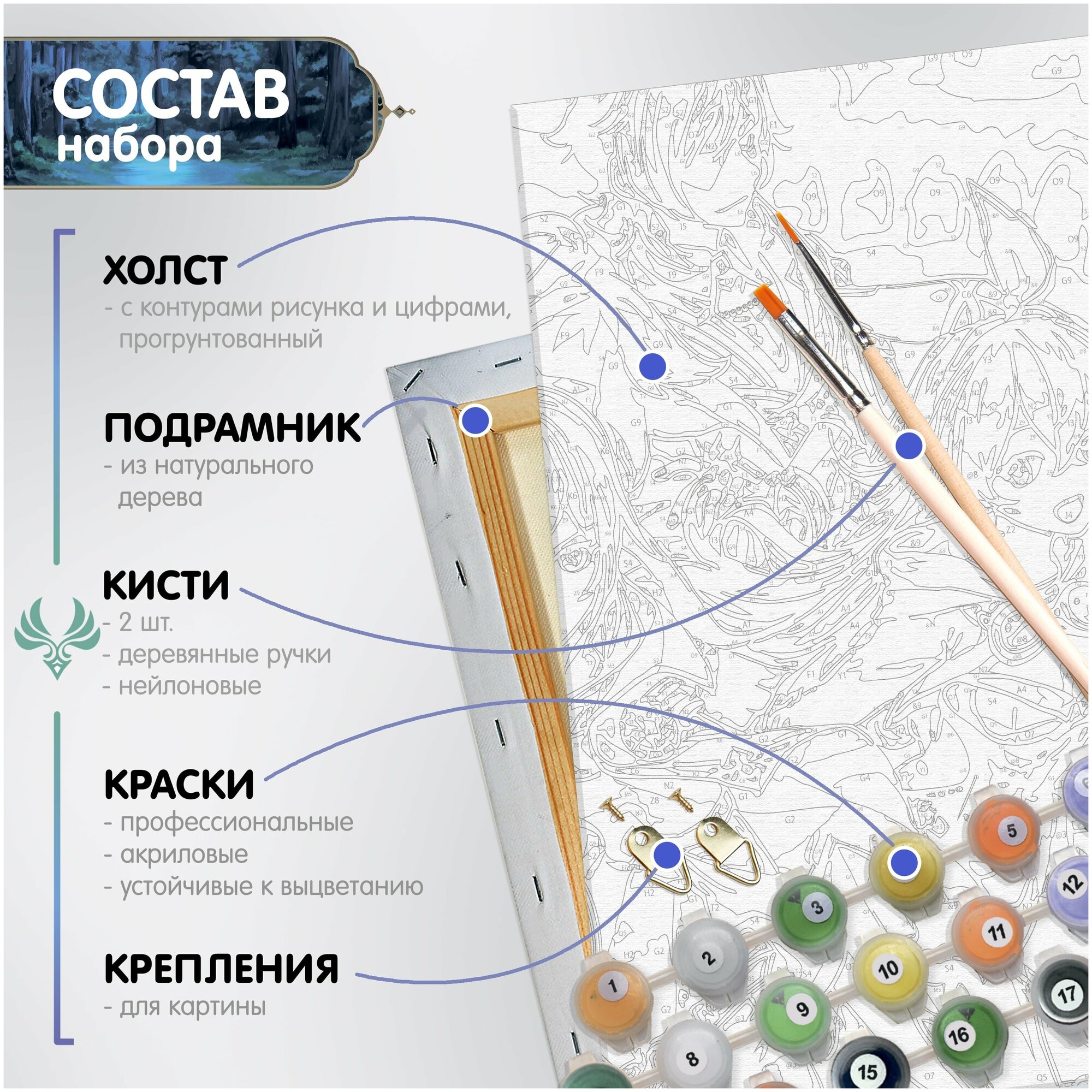 Картина по номерам 30х40 см Аниме Геншин Импакт Genshin Impact Сяо (26 цветов)