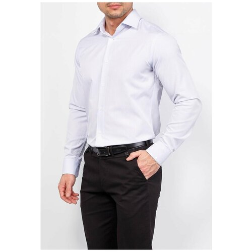 фото Рубашка мужская длинный рукав greg 171/399/1204/z, полуприталенный силуэт / regular fit, цвет сиреневый, рост 174-184, размер ворота 45