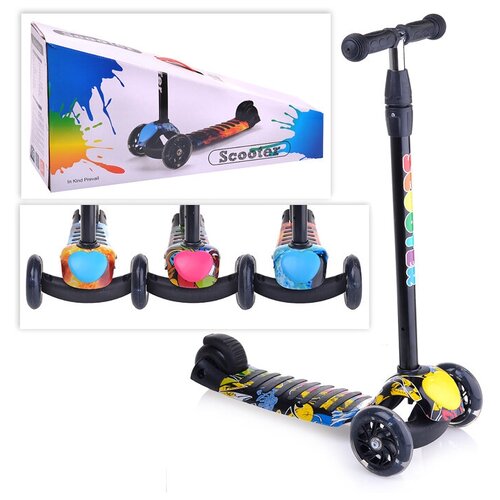 фото Самокат графити цвет микс, светящиеся колеса, в коробке кнр