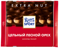 Шоколад Ritter Sport Extra Nut темный цельный лесной орех, 100 г