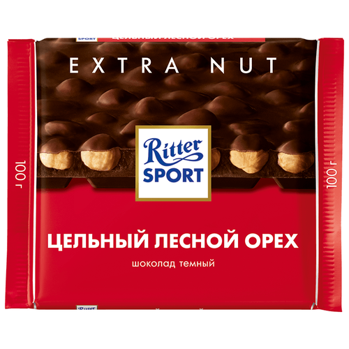 Шоколад Ritter Sport Extra Nut темный цельный лесной орех, 100 г, 3 уп.