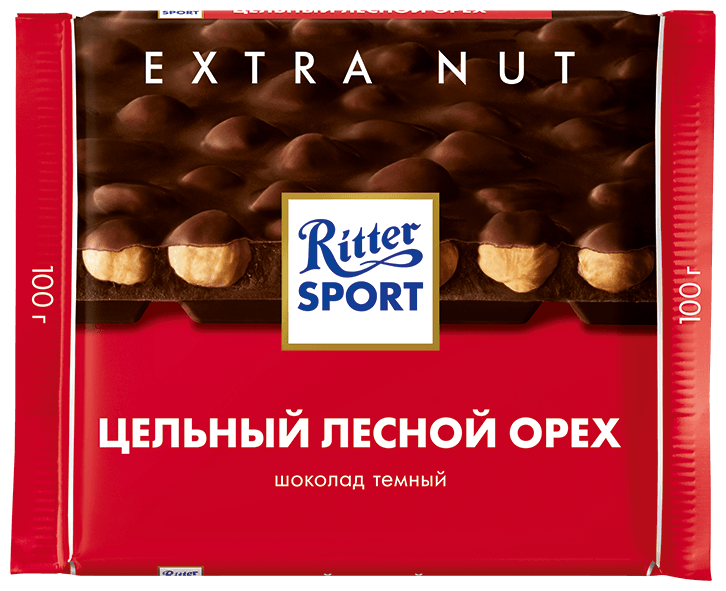 Шоколад Ritter Sport Extra Nut темный цельный лесной орех