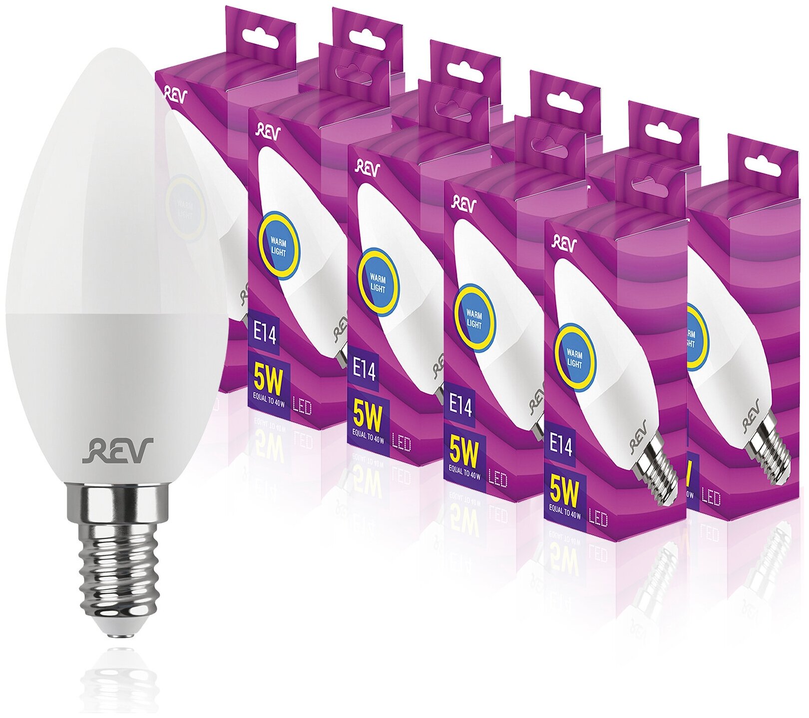 Лампа сд свеча C37 5 Вт, Е14, 2700K, 400 Лм, REV упаковка 10 шт. 32271 9up10