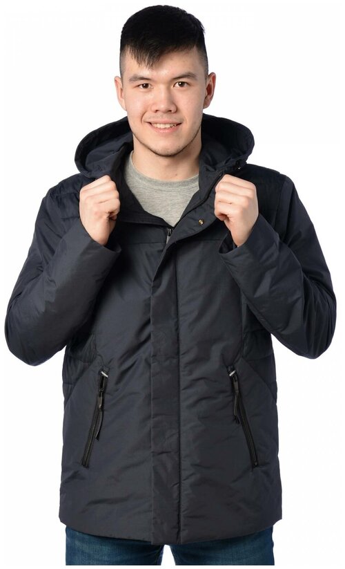 куртка KASADUN демисезонная, внутренний карман, капюшон, светоотражающие элементы, карманы, размер 52, синий