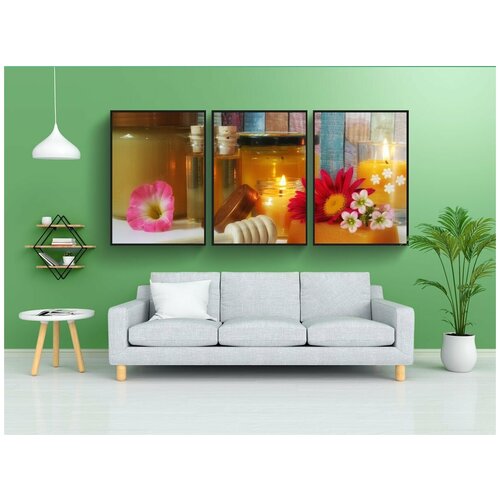 фото Набор модулных постеров для интерьера "мед продукты, медовый, пчелиный воск" 60x90 см. в тубусе, без рамки lotsprints