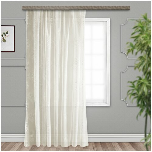 фото Штора тюль жаккард "ромбы" молочный 300*275 witerra