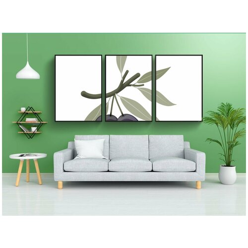 фото Набор модулных постеров для интерьера "оливки, фрукты, завод" 60x90 см. в тубусе, без рамки lotsprints