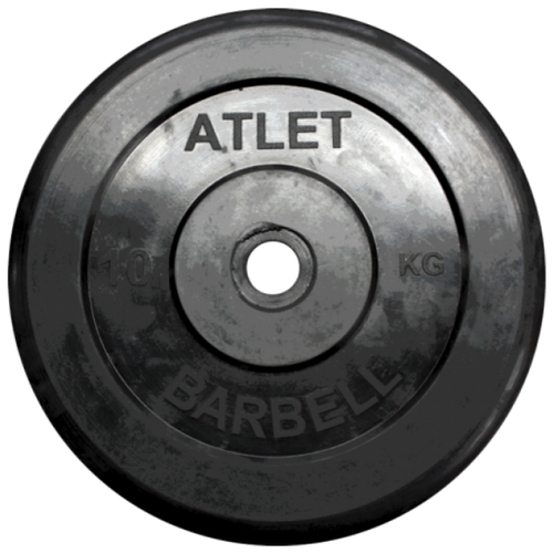 10 кг. диск (блин) 31 мм. диск обрезиненный mb barbell 31 мм 1 25 кг черный стандарт