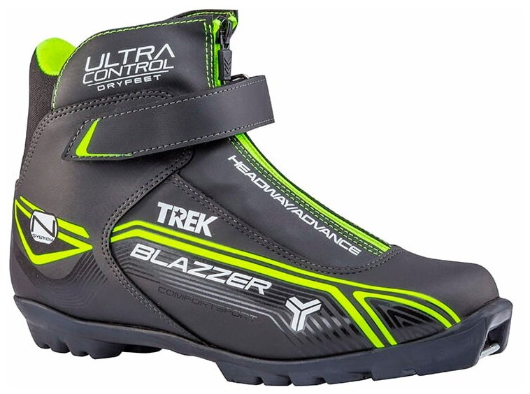 Ботинки лыжные NNN TREK Blazzer Control 1 черные, логотип лайм неон размер RU37 EU38 CM23,5