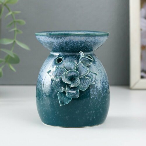 Аромалампа керамика Полевой цветок бело-синяя 7,5х7,5х9,3 см декоративный букет лунный цветок высота 35 см цвет синий