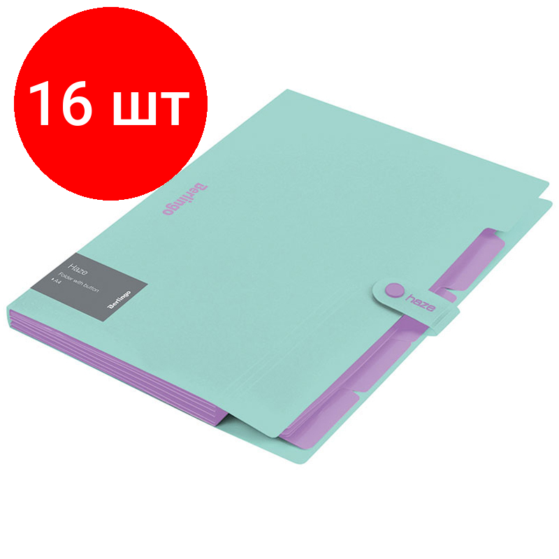 фото Berlingo Папка на кнопке Haze, 5 отделений, А4, 600 мкм,