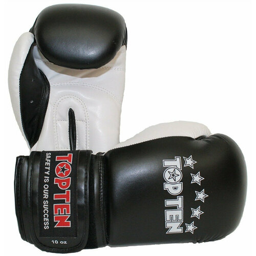 Top Ten боксерские тренировочные перчатки черно- белые NB II (Синтетическая кожа, Top Ten, 12 унций, Черно-белый)
