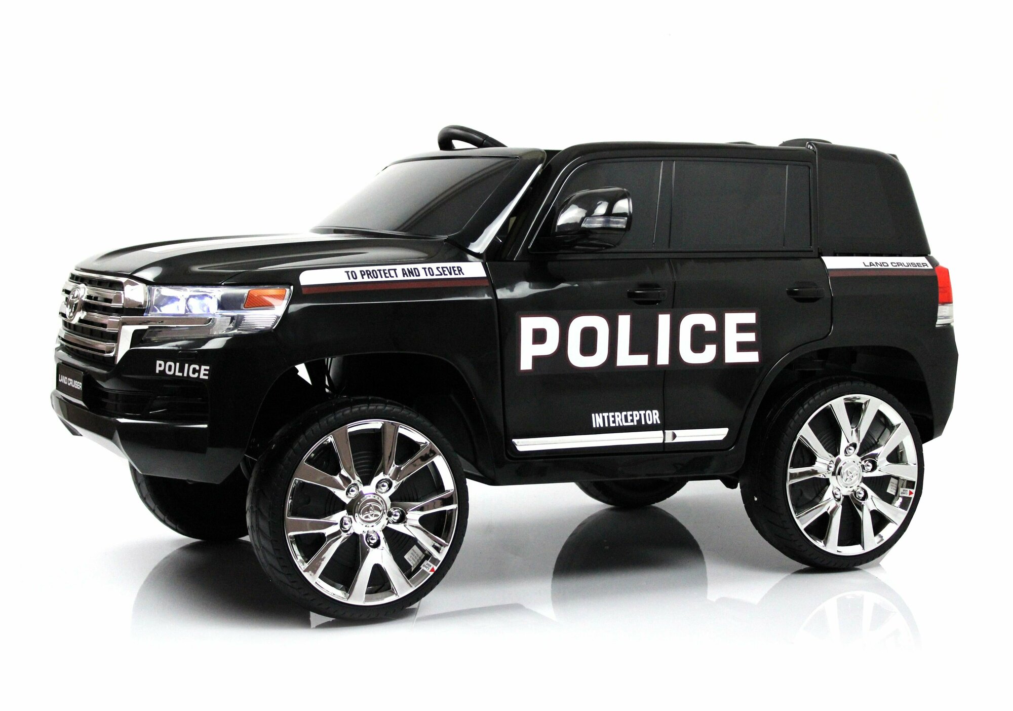 Детский электромобиль Toyota Land Cruiser 200 (JJ2022) полицейский черный