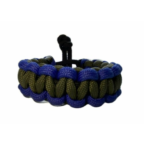 фото Славянский оберег, плетеный браслет малый босс", 1 шт., размер 6 см, размер one size, диаметр 5 см, черный, синий