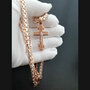 Крестик Животворящий православный крест мужской женский и широкая цепочка Бисмарк под золото двух цветов, длина 60 см, золотистый/серебристый