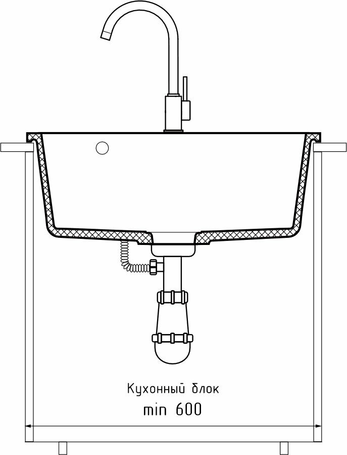 Мойка кухонная Granfest URBAN каменная врезная 658 черный 580х490