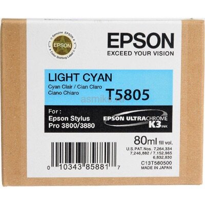 Картридж струйный Epson T5805 C13T580500 светло-голубой оригинальный