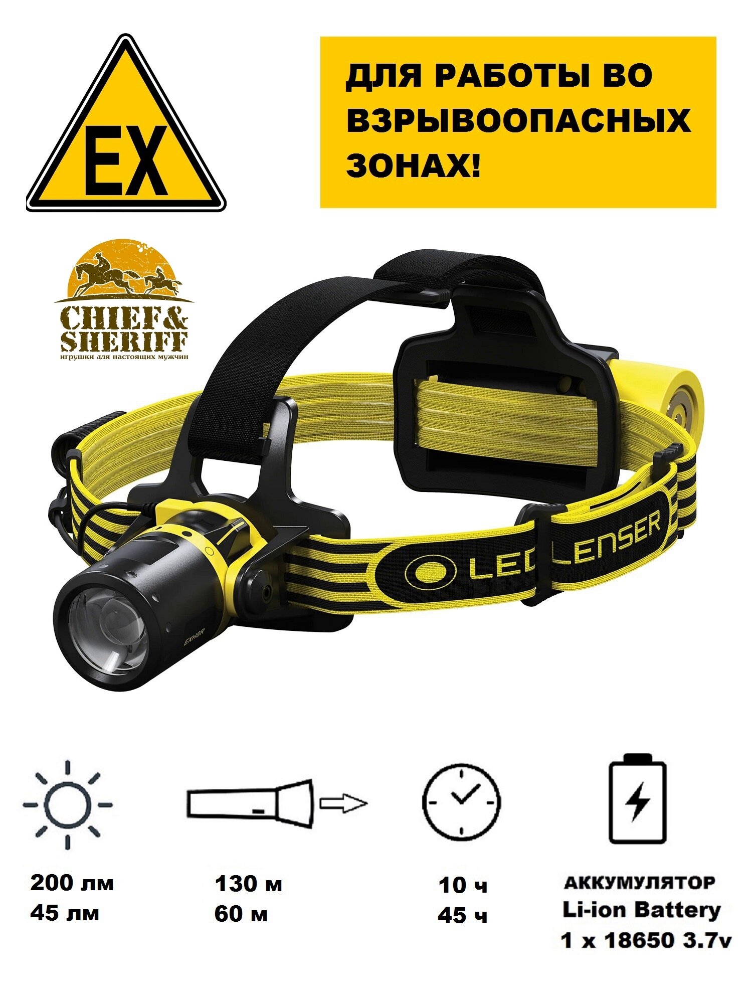 Фонарь налобный взрывозащищенный Led Lenser EXH8R 200 лм 501018