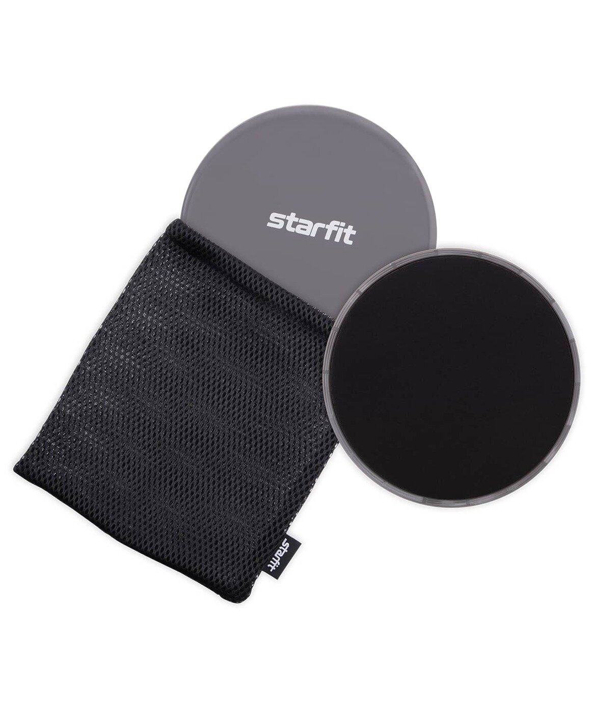 Слайдеры для фитнеса STARFIT FS-101, серый/черный, 2шт.