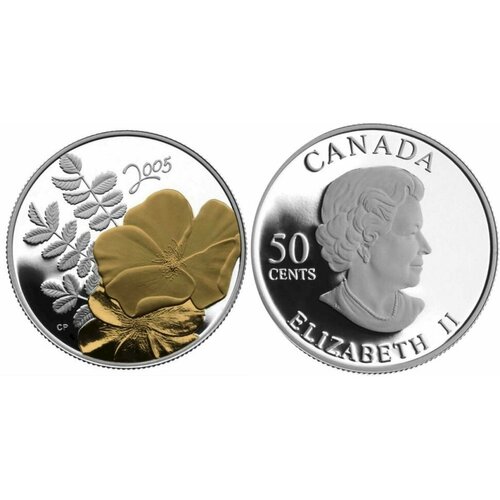 Канада 50 центов 2005 год золотая роза