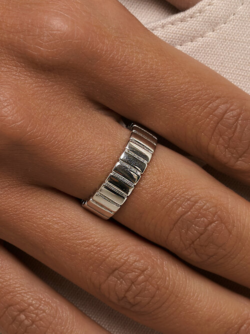 Кольцо MIESTILO Кольцо серебро 925 серебряное на палец широкое ювелирное, серебро, 925 проба, родирование, размер 18, серебряный