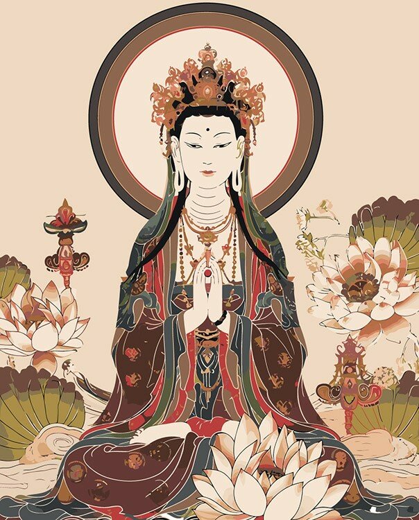 Картина по номерам Религия буддизм: Будда и цветы лотосы