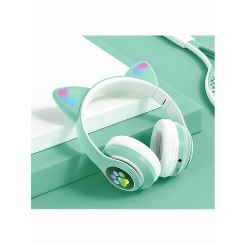 Беспроводные наушники с ушками для детей светло-зеленые 999₽