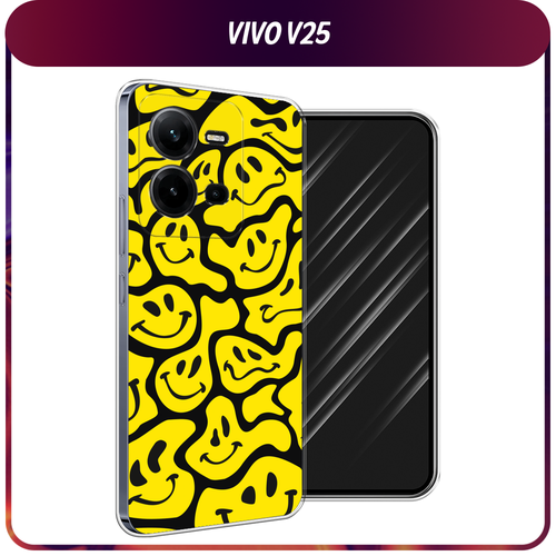 Силиконовый чехол на Vivo V25/V25e / Виво V25/V25e Расплывчатые смайлики желтые силиконовый чехол на vivo v25 v25e виво v25 v25e дикие полевые цветы прозрачный