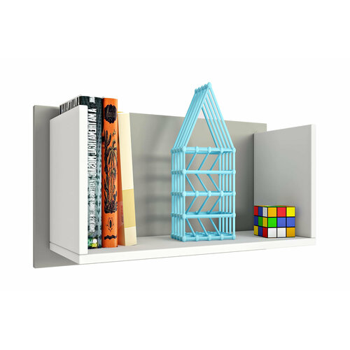 Полка книжная Polini Mirum 5L 600 серый белый 60x26x33 см 1450₽