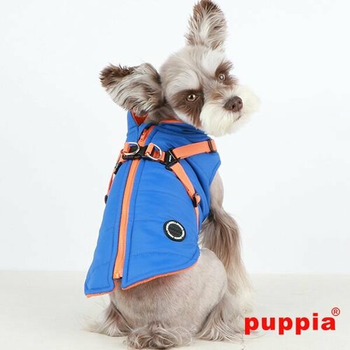Жилет для собак утепленный со шлейкой PUPPIA "Mountaineer II", голубой, S (Южная Корея)