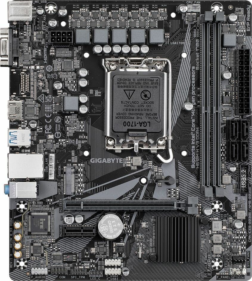 Материнская плата Gigabyte H610M H V3 DDR4 Soc-1700 Intel H610 2xDDR4 mATX AC 97 8ch(7.1) GbLAN+VGA+ — фото 1