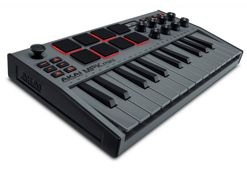 AKAI PRO MPK MINI MK3 Grey миди клавиатура с уменьшенными клавишами, цвет серый с серой клавиатурой