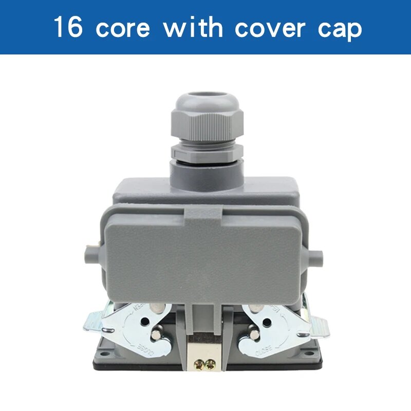Прямоугольный разъем для тяжелых условий эксплуатации флейта-5 водонепроницаемый авиационный промышленный 16-жильный штыревой разъем с крышкой 500 в 16 А 16 core top outgoing 16P