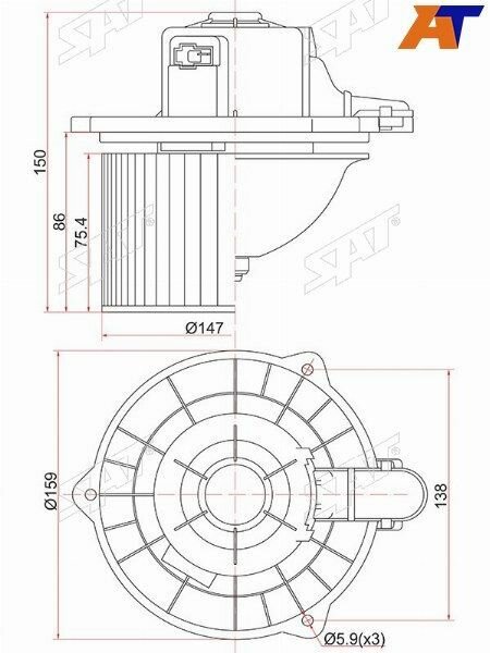 . SAT Мотор печки (отопителя салона) для Hyundai Getz 02-11 / Accent 99-12