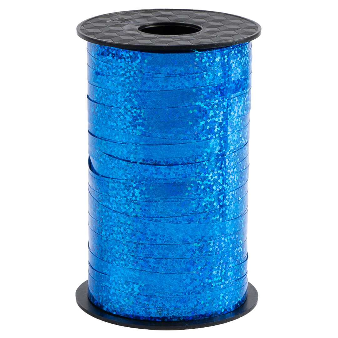 Лента декоративная Дон Баллон полипропиленовая 0,5 см х 250 м, цвет синий голография