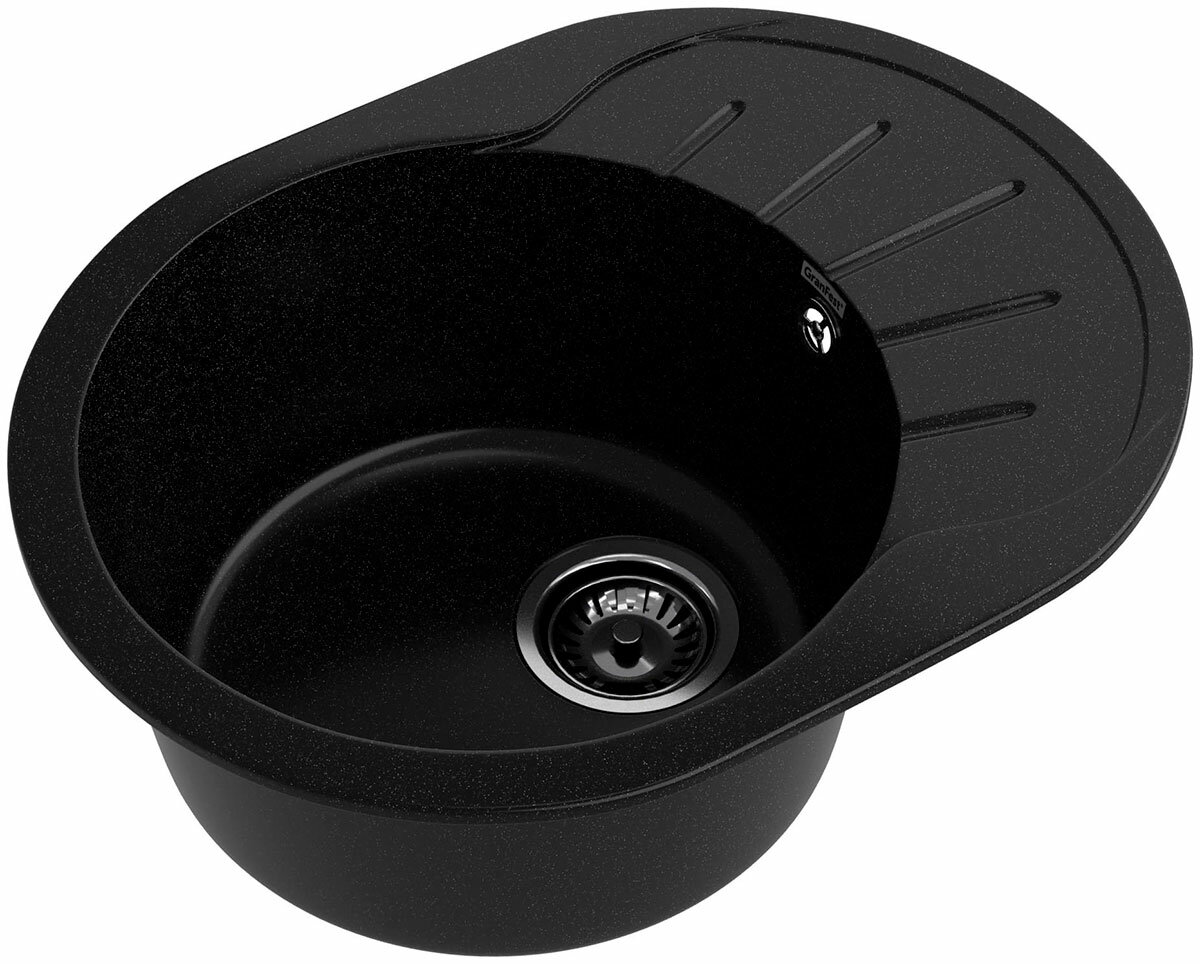 Кухонная мойка GranFest RONDO 580L 1-чаша+крыло 579*445 мм черный (R-580L черный)