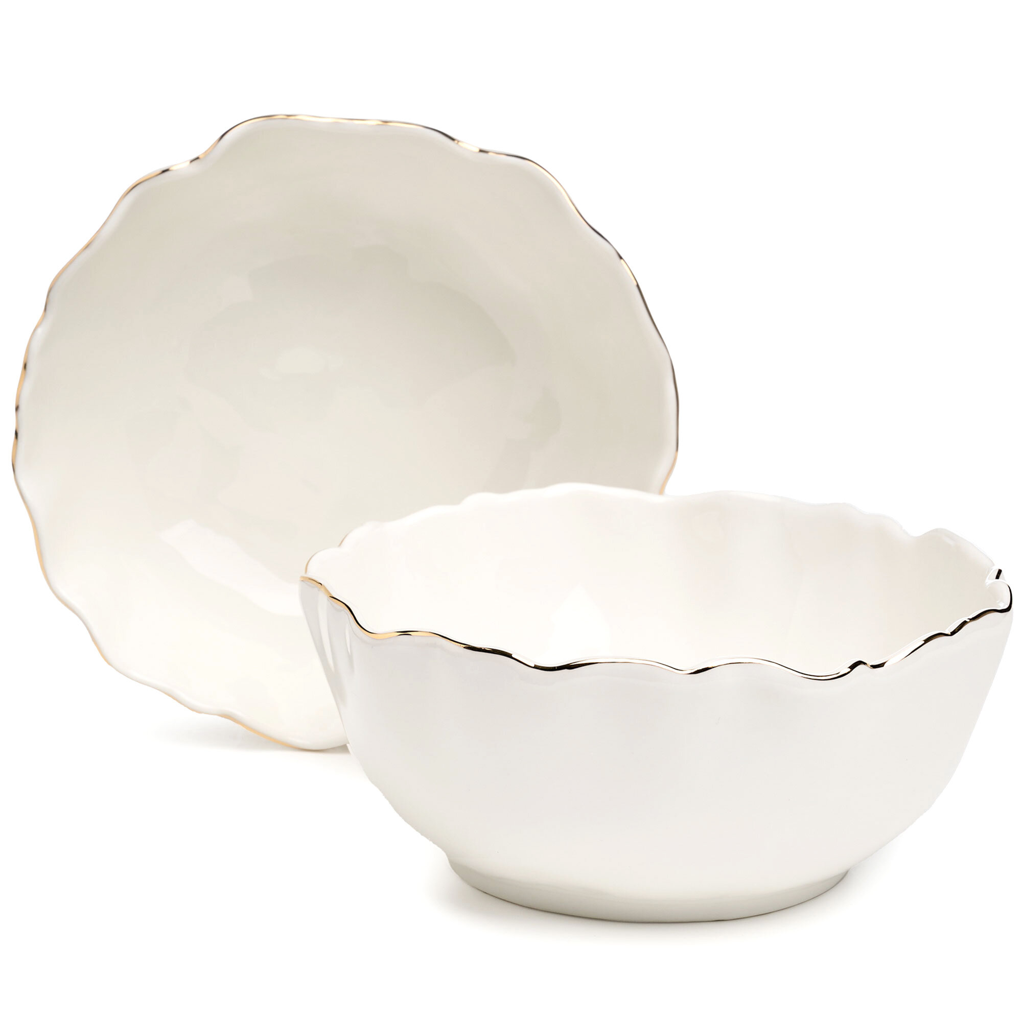 Набор салатников lefard charm 2 шт. 5*6 см 600 мл (с золотой линией) KSG-779-360