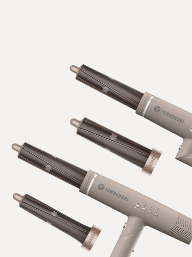 Изображение товара Насадки для фена Yamaguchi Hair Styler Heads, 3 режима, складная ручка, цилиндр, магнитный, бежевый/серый