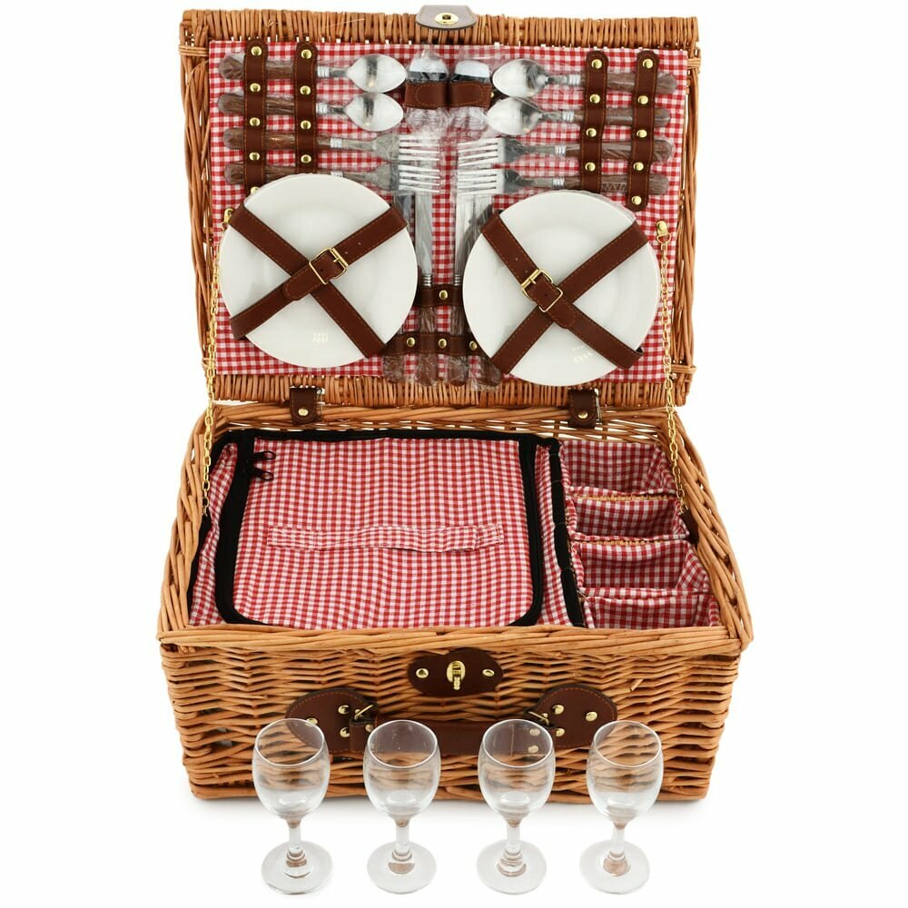 Корзина для пикника "Ариадна" (на 4 персоны), натуральная лоза
