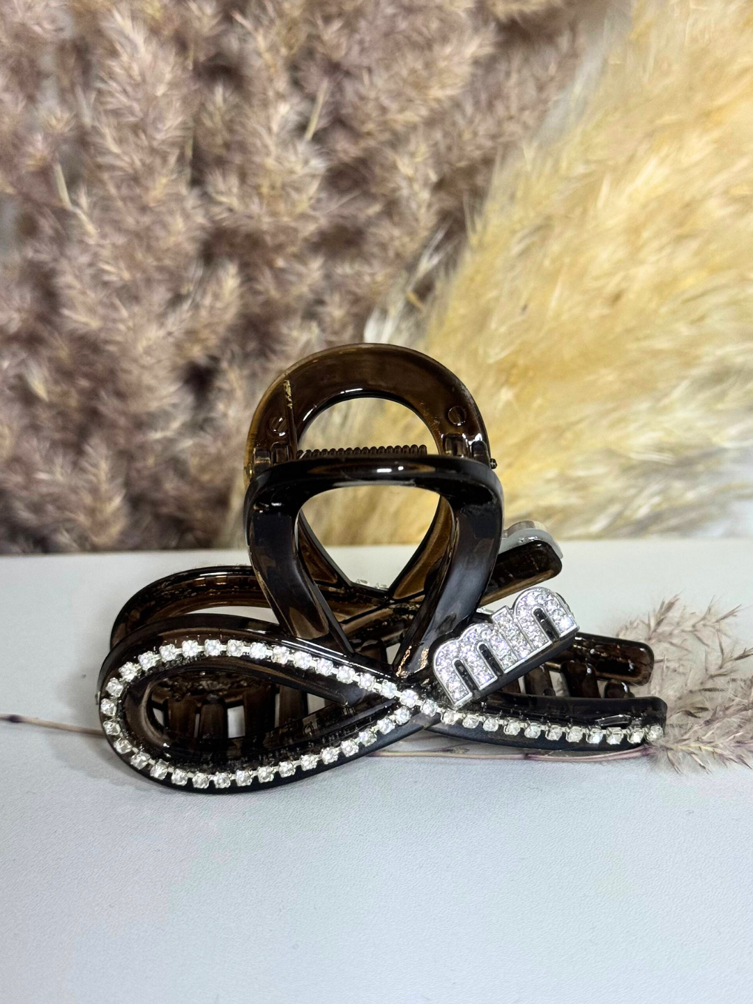 Заколка для волос с кристаллами — премиальная матовая автомат-заколка