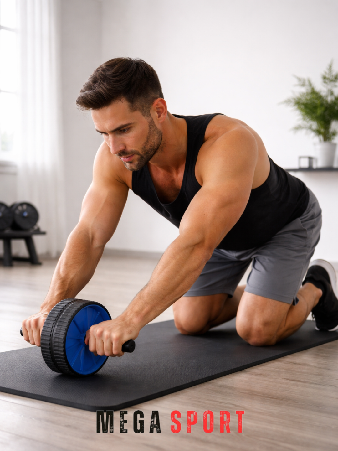 Ролик для пресса Ab Wheel, 1 колесо, противоскользящие ручки, пластик, резина