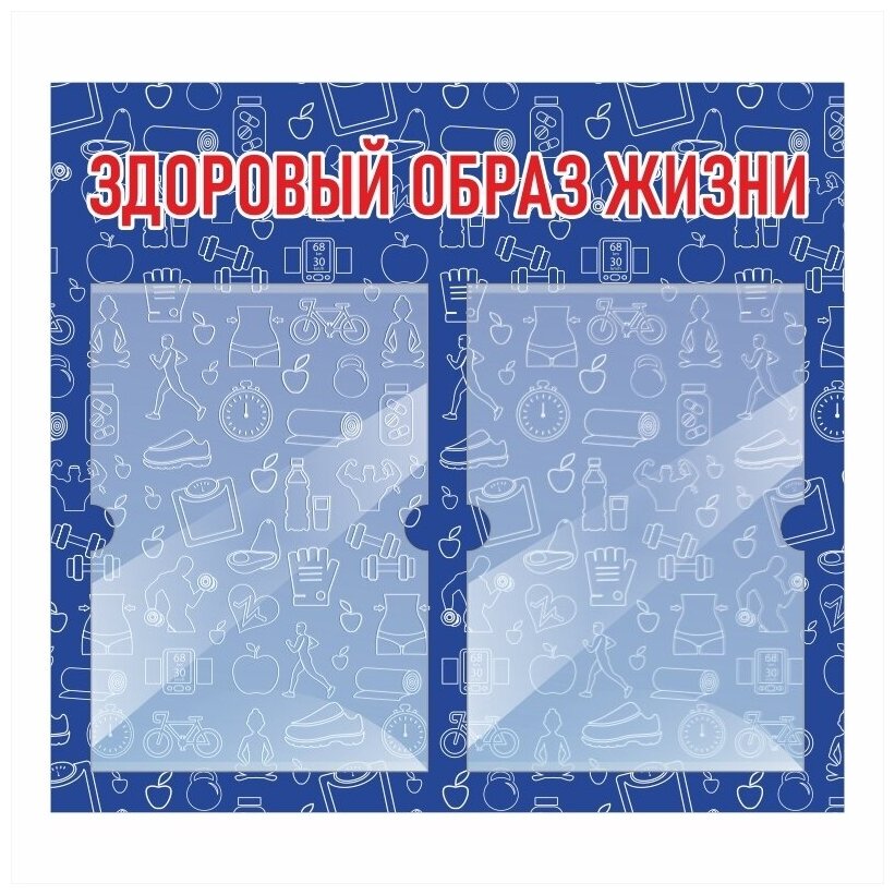 Информационный стенд "Здоровый Образ Жизни" 500х460 мм с 2 карманами А4 производство "ПолиЦентр"