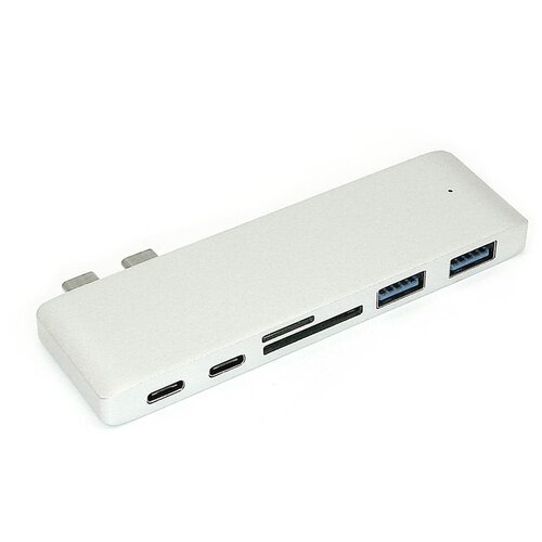 Адаптер сдвоенный Type C на USB 3.0*2 + Type C* 2 + SD/TF для MacBook серебристый usb can debugger adapter usb to can can bus analyzer