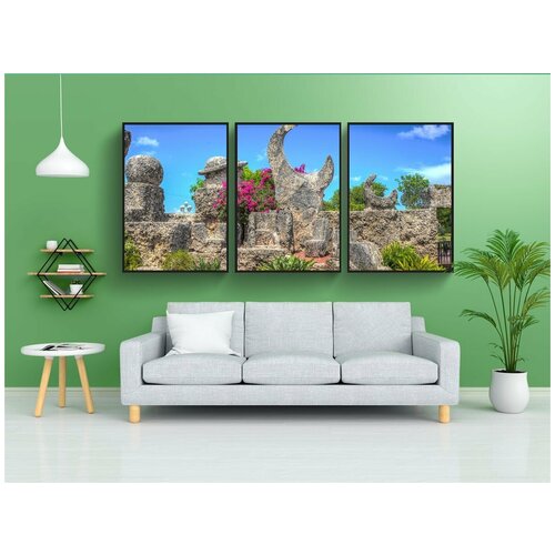 фото Модульный постер "коралловый замок, хомстед, южная флорида" 180x90 см. из 3х частей в тубусе, без рамки lotsprints