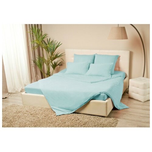 фото Простыня на резинке «купу-купу», 160х200х20 см, голубой, трикотаж kupu-kupu