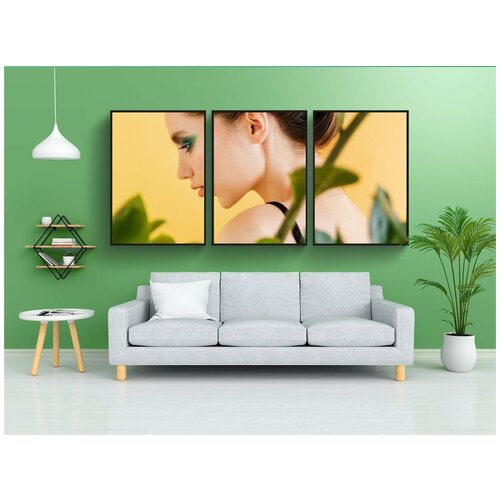 фото Набор модулных постеров для интерьера "макияж, цветной, девушка" 60x90 см. в тубусе, без рамки lotsprints