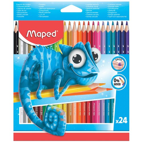 MAPED Карандаши цветные maped pulse' , 24 цвета, пластиковые, трехгранные, заточенные, европодвес, 862254