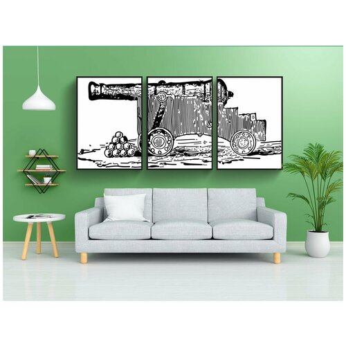 фото Набор модулных постеров для интерьера "пушка, оружие, артиллерия" 60x90 см. в тубусе, без рамки lotsprints